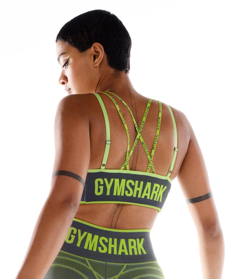 Women's Gymshark Wtflex Linear Seamless Sports Bra Green | CA DA5178